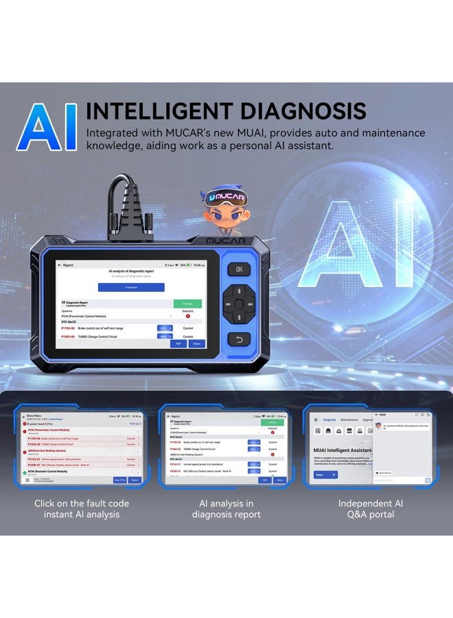 Mucar OBD2 Scanner, MUCAR 682 AI-Assisted Car Diagnostic Tool, Automotive Bidirectional Scan Tool, Full Systems Car Diagnostic Scanner, Scanner for Car with 20+ Reset, CAN FD & FCA SGW, Lifetime Update - Image 2