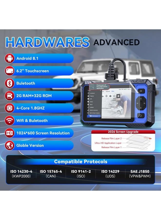 Mucar OBD2 Scanner, MUCAR 682 AI-Assisted Car Diagnostic Tool, Automotive Bidirectional Scan Tool, Full Systems Car Diagnostic Scanner, Scanner for Car with 20+ Reset, CAN FD & FCA SGW, Lifetime Update - Image 4