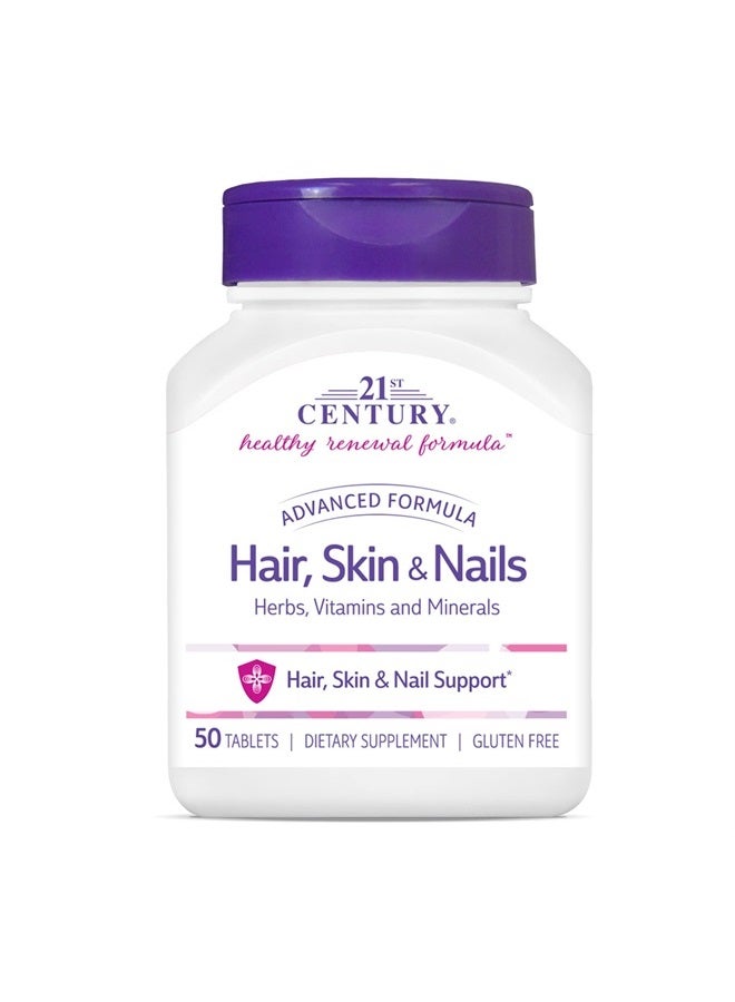 21st Century Hair, Skin and Nails Advanced Formula Caplets 50 Count - Image 1