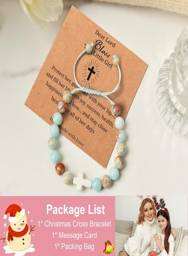 Lamyba Cross Bracelet for Girls, Dear Lord Bless This Little Girl Bracelet, Stocking Stuffers for Teen Girls, Christian Gifts for Tween Girls,Daughter, Granddaughter, Niece Teenage, Blue - Image 3