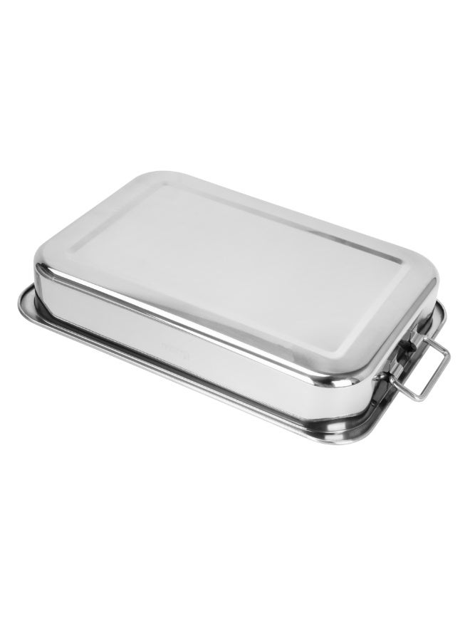 Fissman Rectangular Roaster Pan 36x26cm, Stainless Steel 6cm Deep Roaster Tray w/Foldaway Handles| Mirror-Polished Finish |Durable High-Heat Roasting Pan for Baking, Roasting, (Oven/Dishwasher Safe)  - Image 5