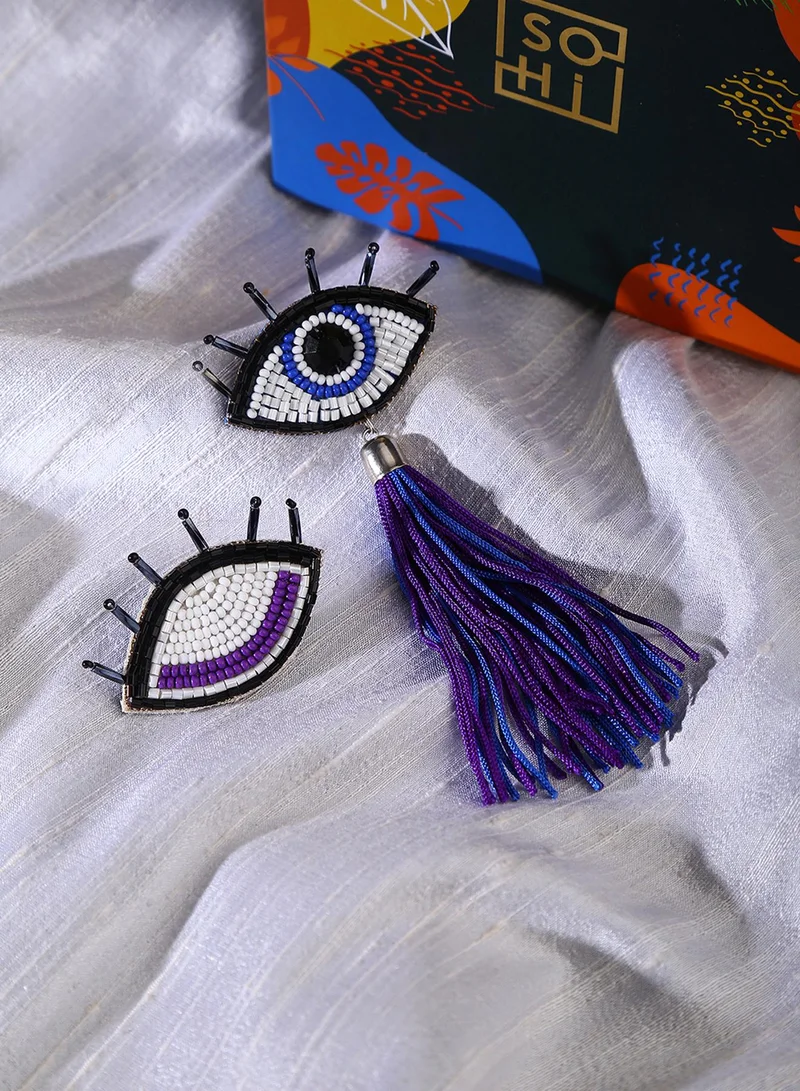 سوهي أقراط متدلية بوهيمية عصرية غير متطابقة باللونين الأزرق والأبيض