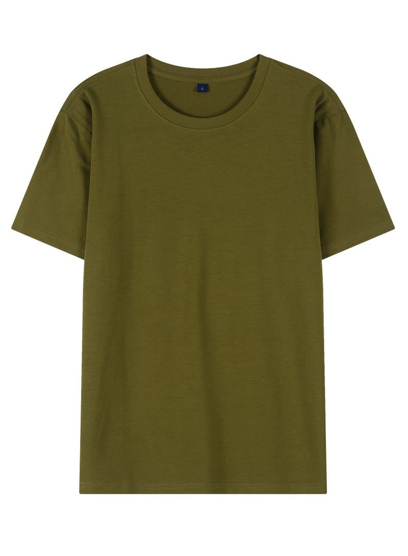 Loquat 40 Double Yarn Solid Color Short-Sleeved 220g Men's And Women's T-shirts  - Image 1