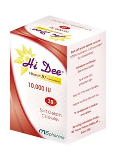 ms pharma Hi Dee Vitamin D3 10000 IU Soft Gelatin Capsules 30's  - Image 1