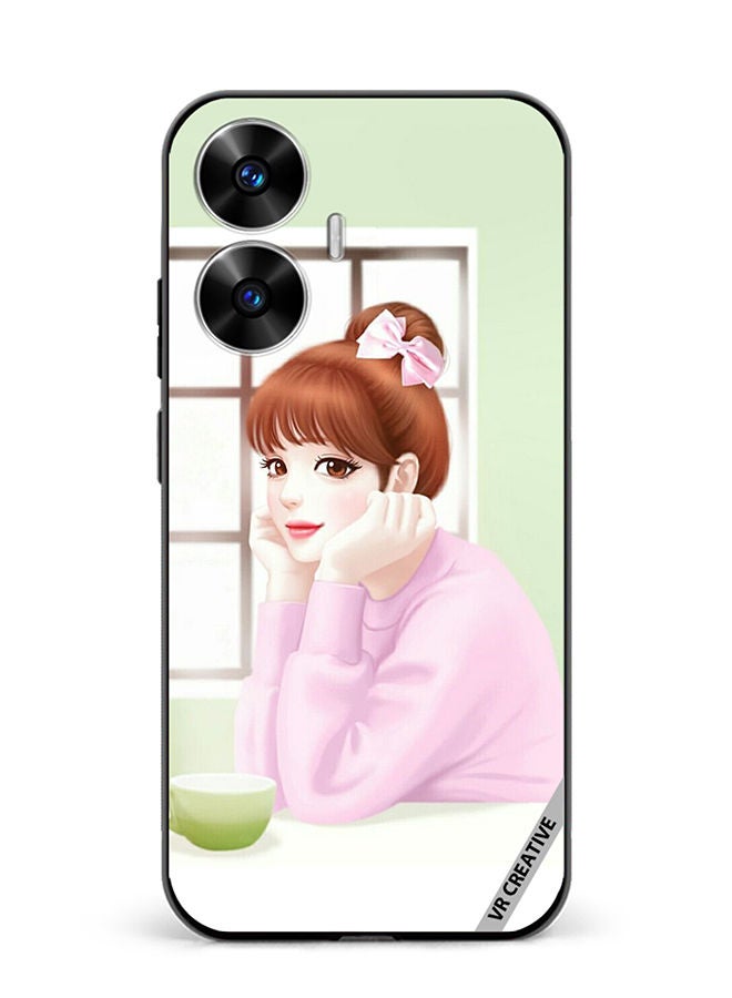 VR CREATIVE Protective Case Cover For Realme C55 Girl Having Tea Design Multicolour - Image 1