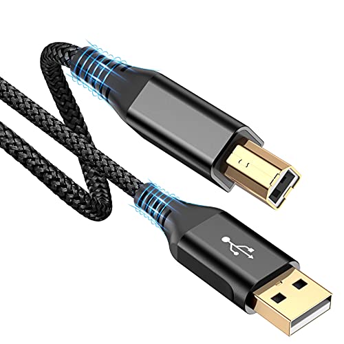 sweguard Printer Cable 15ft USB A to USB B Printer Cord HighSpeed Nylon Braided USB 20 MIDI Cable for HP Canon Brother Dell Epson Samsung Piano Lexmark DAC More - Image 1
