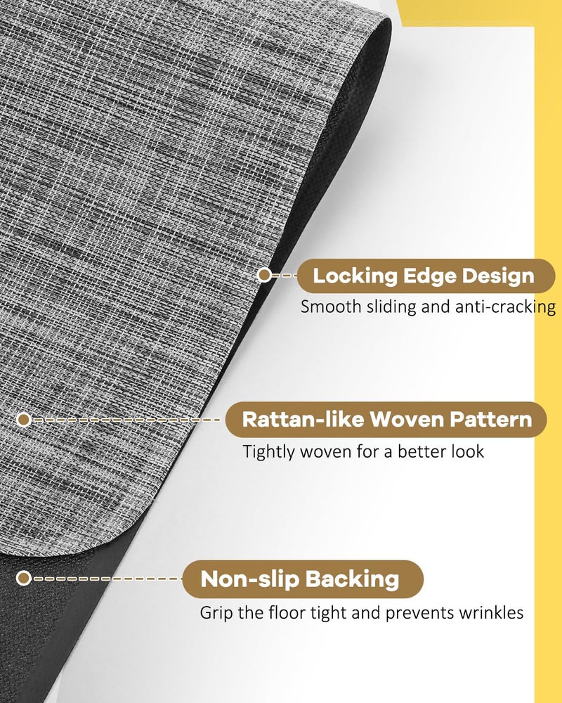 BesWin Office Chair Mat for Hard Floors, 36" x 48" Heavy Duty Desk Floor Mat for Hardwood and Tile Floors, Computer Chair Mat for Rolling Chair, Anti Slip Floor Protector Mat for Office Home, Grey - Image 5