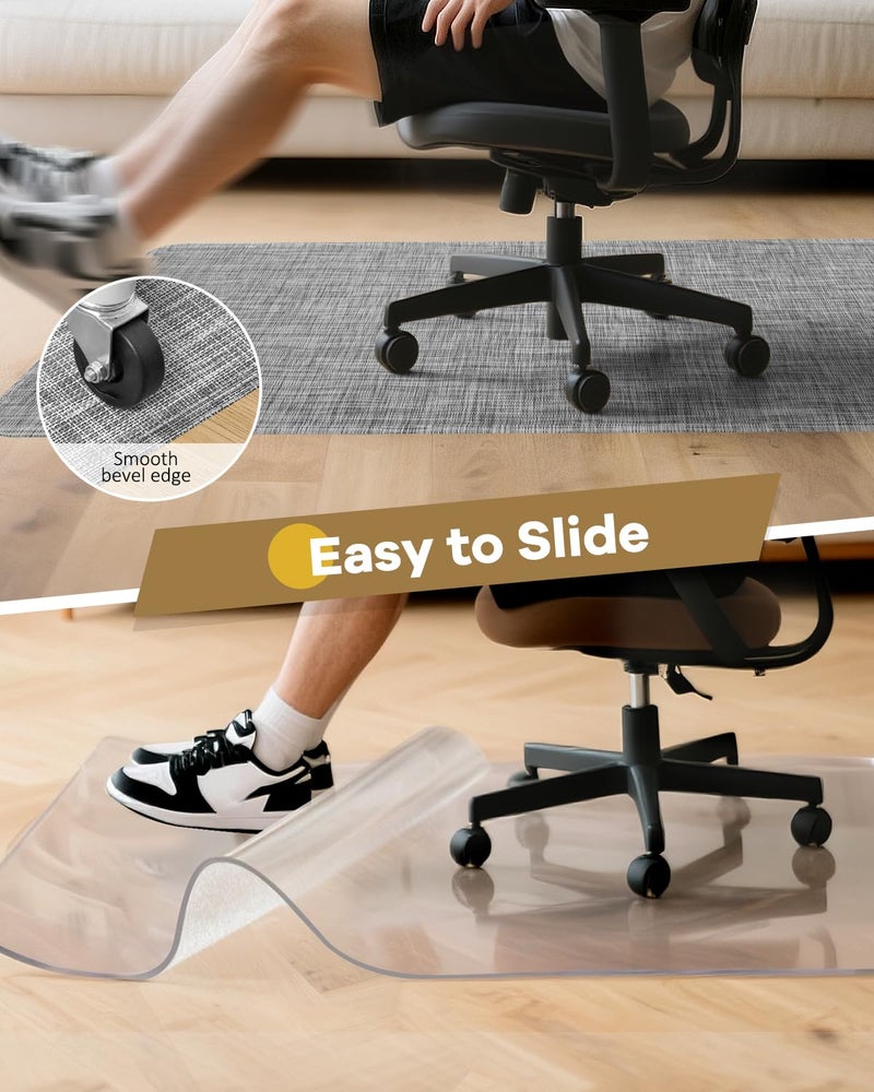 BesWin Office Chair Mat for Hard Floors, 36" x 48" Heavy Duty Desk Floor Mat for Hardwood and Tile Floors, Computer Chair Mat for Rolling Chair, Anti Slip Floor Protector Mat for Office Home, Grey - Image 3