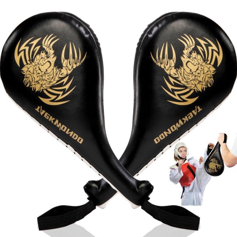 Tlence 2 Pack Taekwondo Kick Pads 15 x 75 x 2 inch Double Martial Arts Training Paddles PU Leather Kickboxing Punching Target Pad TKD Strike Boxing Sparring Equipment for Youth Adult Black - Image 2