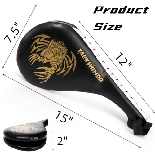 Tlence 2 Pack Taekwondo Kick Pads 15 x 75 x 2 inch Double Martial Arts Training Paddles PU Leather Kickboxing Punching Target Pad TKD Strike Boxing Sparring Equipment for Youth Adult Black - Image 3