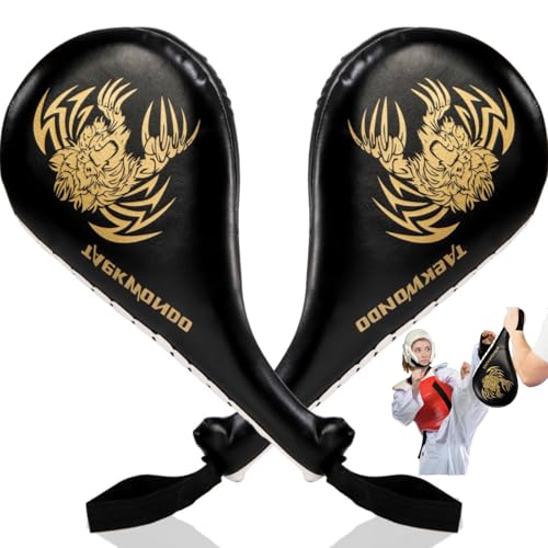 Tlence 2 Pack Taekwondo Kick Pads 15 x 75 x 2 inch Double Martial Arts Training Paddles PU Leather Kickboxing Punching Target Pad TKD Strike Boxing Sparring Equipment for Youth Adult Black - Image 1