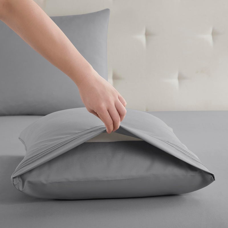 Clara Clark Bed Sheets, Premier 1800 Series Bed Sheet Set, Deep Pocket, Wrinkle, Fade, Stain Resistant, Luxury Soft Bedding Sheets & Pillowcases, Queen, Frost Grey - Image 4