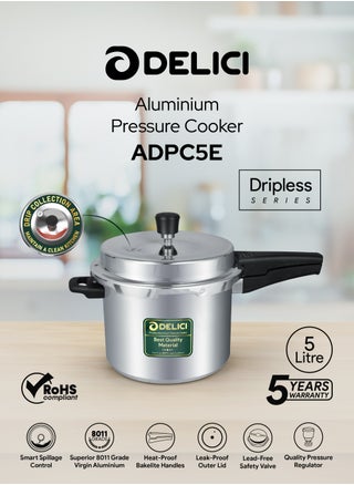 5 Liter Dripless Aluminium Pressure Cooker, Fast, Efficient, and Safe Cooking with Durable Body, Safe Gasket Release Vent System, Multiple Cooktop Compatible - 5 Years Warranty - pzsku/Z89CDBA718208514D21DFZ/45/1742532102/f4b06c83-c966-4b7b-bc46-19ae49333166