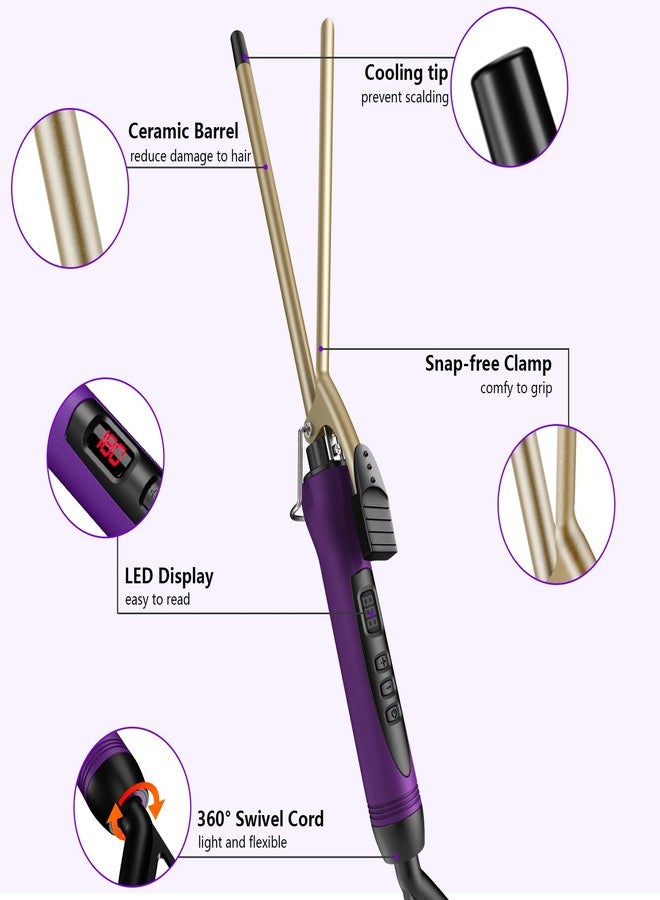 MELYDO 3/8 Inch Small Curling Iron Wand for Short & Long Hair, Ceramic Small Barrel Curling Iron Tiny Curling Wand with Adjustable Temperature, Include Heat Resistant Glove - Image 4
