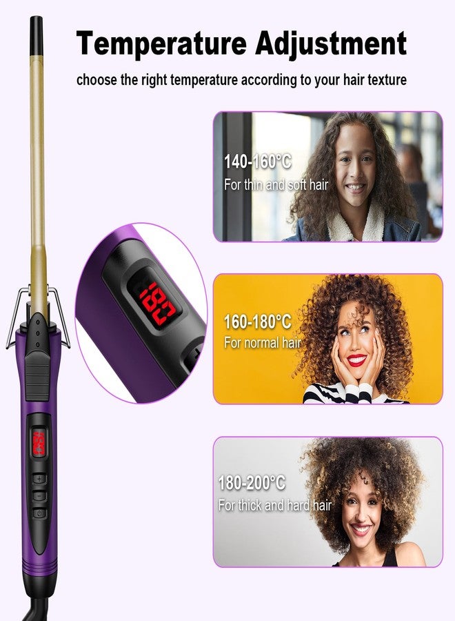 MELYDO 3/8 Inch Small Curling Iron Wand for Short & Long Hair, Ceramic Small Barrel Curling Iron Tiny Curling Wand with Adjustable Temperature, Include Heat Resistant Glove - Image 3