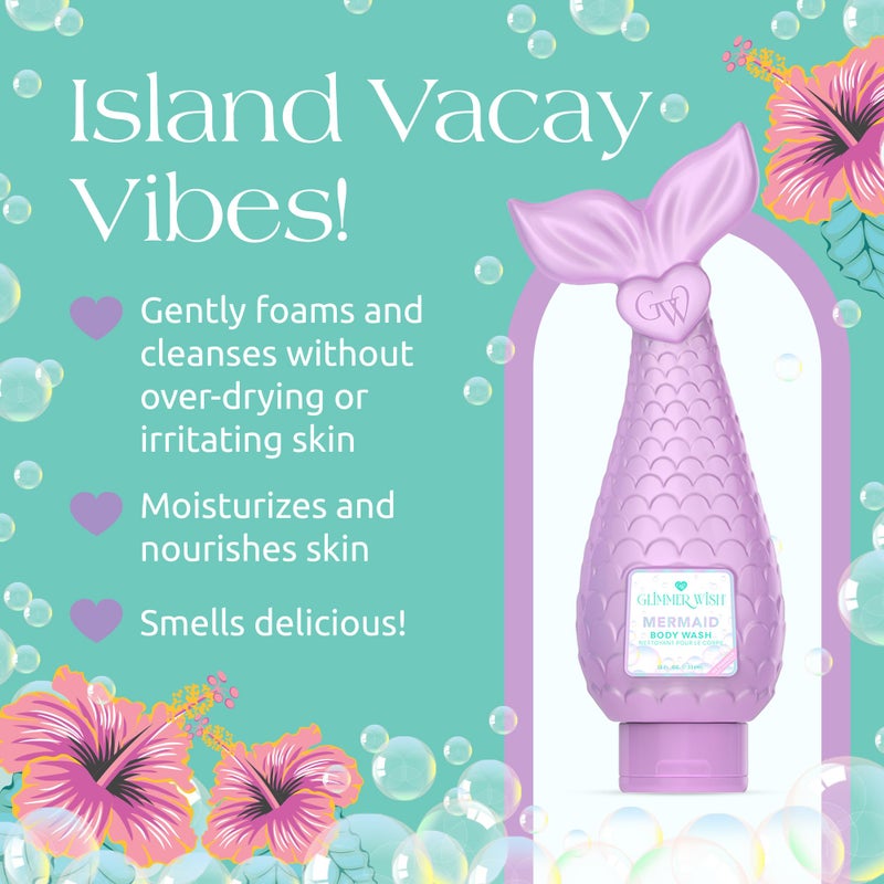 Glimmer Wish Mermaid Kids Body Wash, Gentle Cleanser and Moisturizing Sulfate Free Body Wash, Skin Care for Kids, Tropical Beach Scent, 12 Fl Oz - Image 3