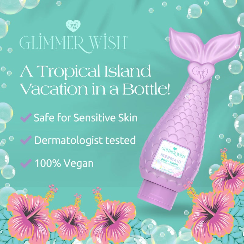 Glimmer Wish Mermaid Kids Body Wash, Gentle Cleanser and Moisturizing Sulfate Free Body Wash, Skin Care for Kids, Tropical Beach Scent, 12 Fl Oz - Image 4