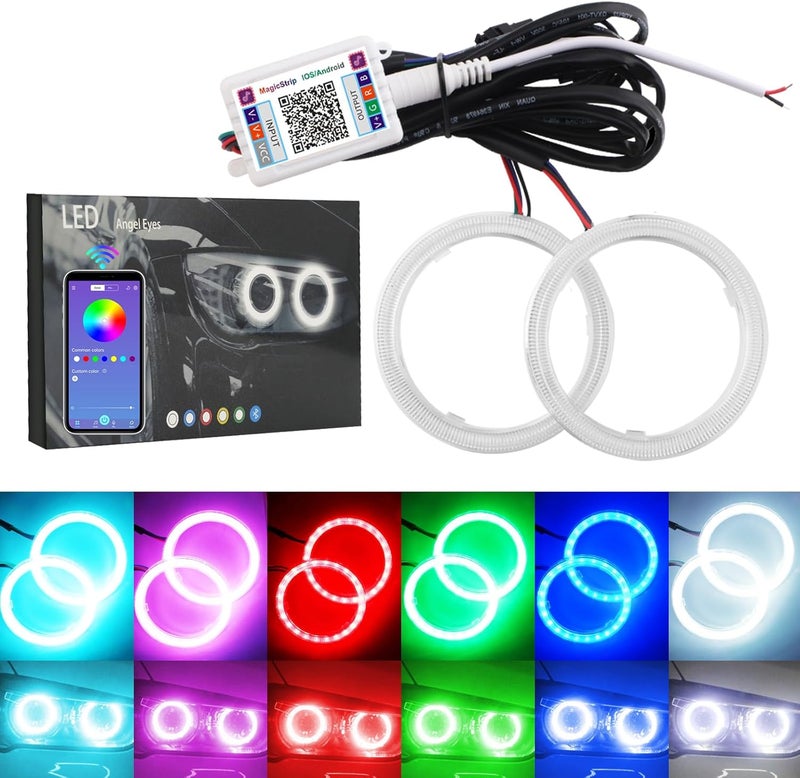 QasimLED 70MM RGB LED Halo Ring Angel Eyes - Image 1