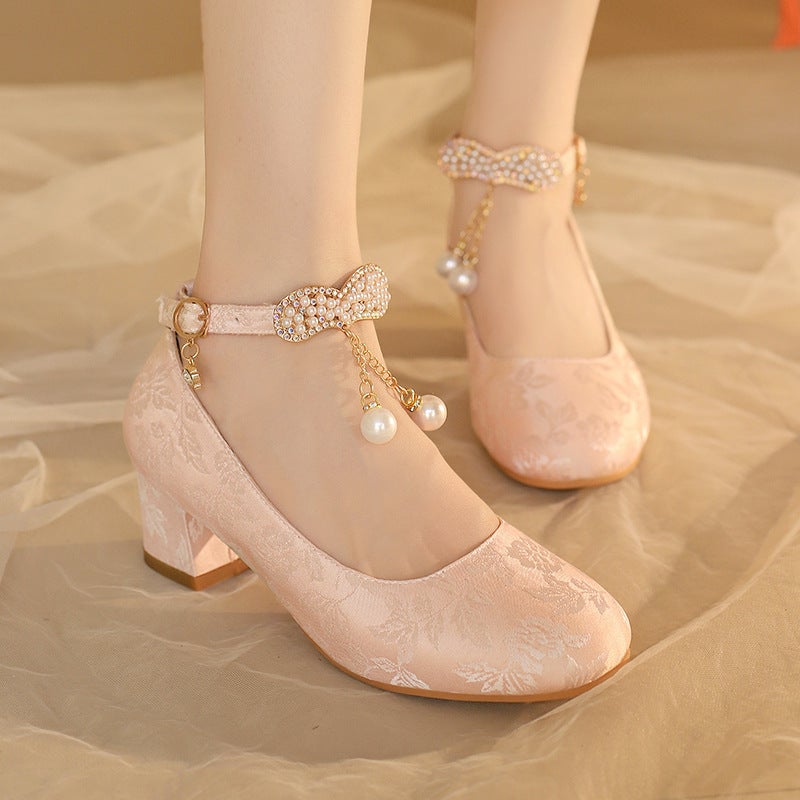 2024 Hanfu Cheongsam Shoes 28-43 Shallow Mouth Single Shoes With Guofeng Pearl - Image 4