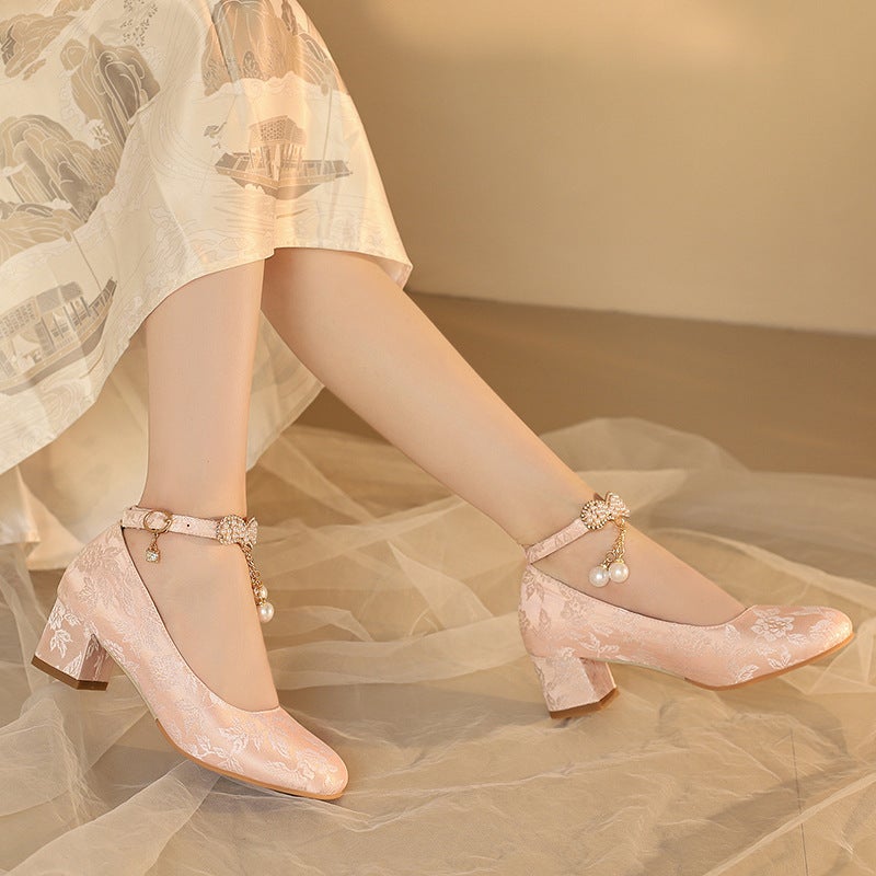 2024 Hanfu Cheongsam Shoes 28-43 Shallow Mouth Single Shoes With Guofeng Pearl - Image 3