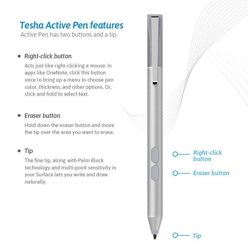 tesha Stylus Pen for ASUS Touchscreen Devices, Active Digital Pen with Ultra-Fine Tip, 1024 Pressure Sensitivity, Palm Rejection for Precision Drawing and Writing - Image 4