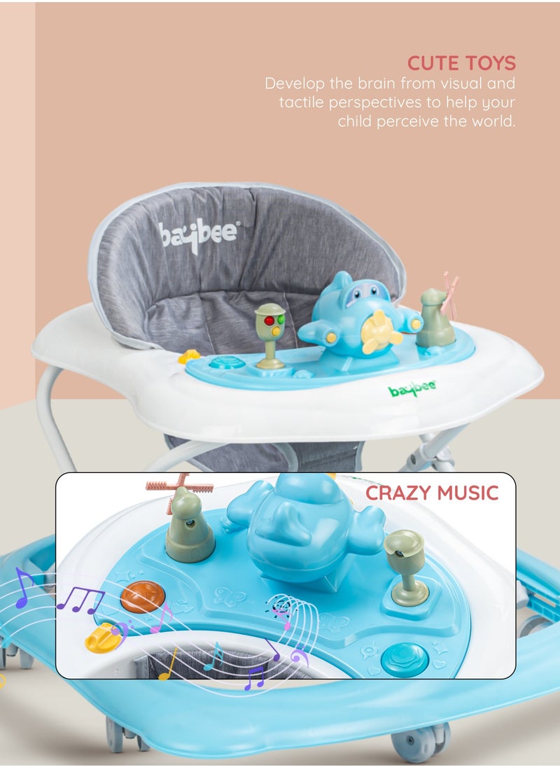 BAYBEE Hopper Baby Walker for Kids, Foldable Kids Walker with 3 Position Adjustable Height & Musical Toy Bar Activity Walker for Toddlers Walker for Baby Boy Girl 6 to 18 Months Blue  - Image 5
