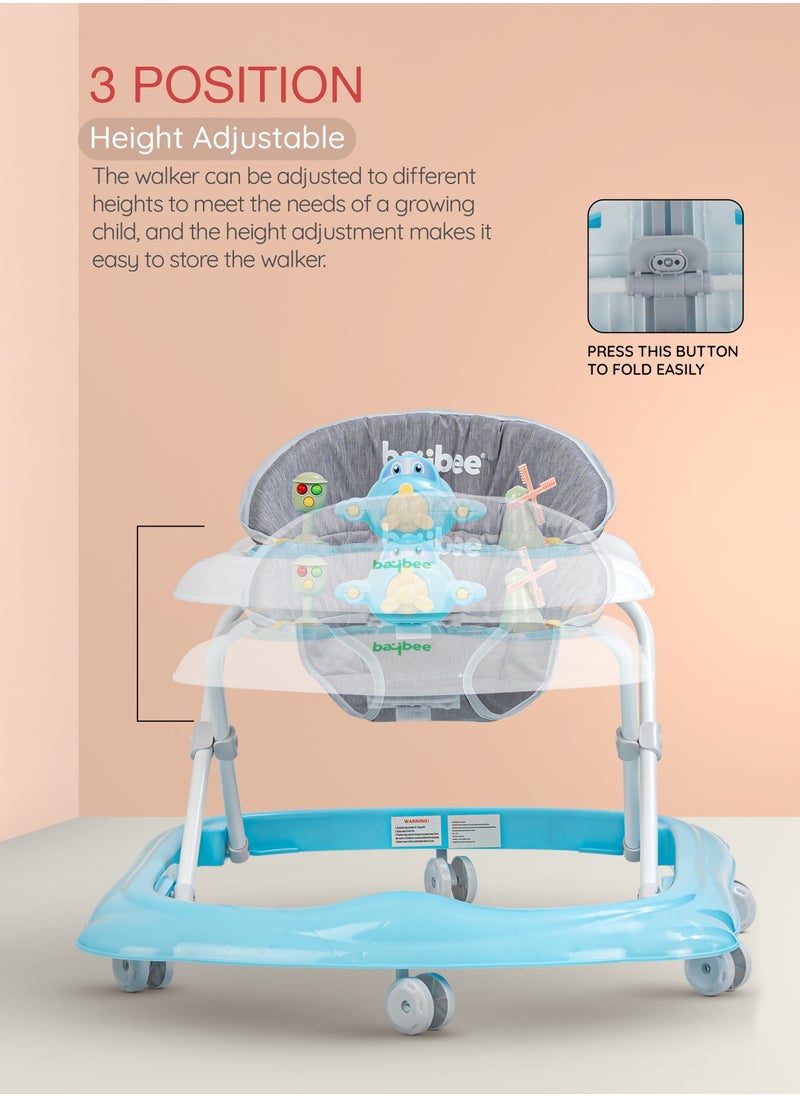 BAYBEE Hopper Baby Walker for Kids, Foldable Kids Walker with 3 Position Adjustable Height & Musical Toy Bar Activity Walker for Toddlers Walker for Baby Boy Girl 6 to 18 Months Blue  - Image 4