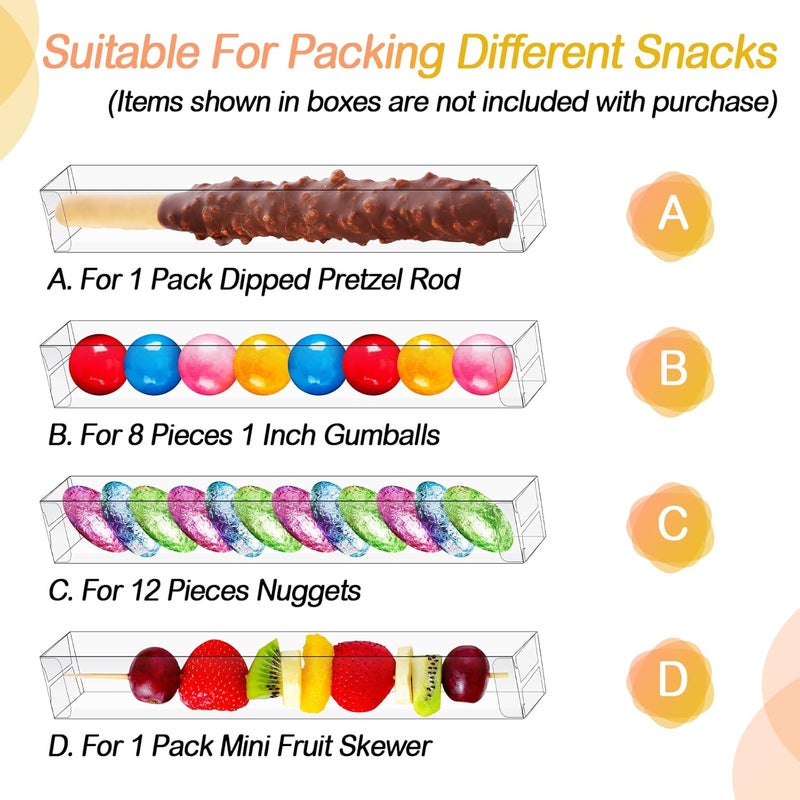 Qunclay 40 Pieces Pretzels Rods Boxes Clear Gift Lid Packaging Boxes Plastic Favor Chocolate Covered Pretzels Gumballs 1 x 1 x 8 Inch for Wedding Baby Shower Christmas Party Cookie Treats - Image 2