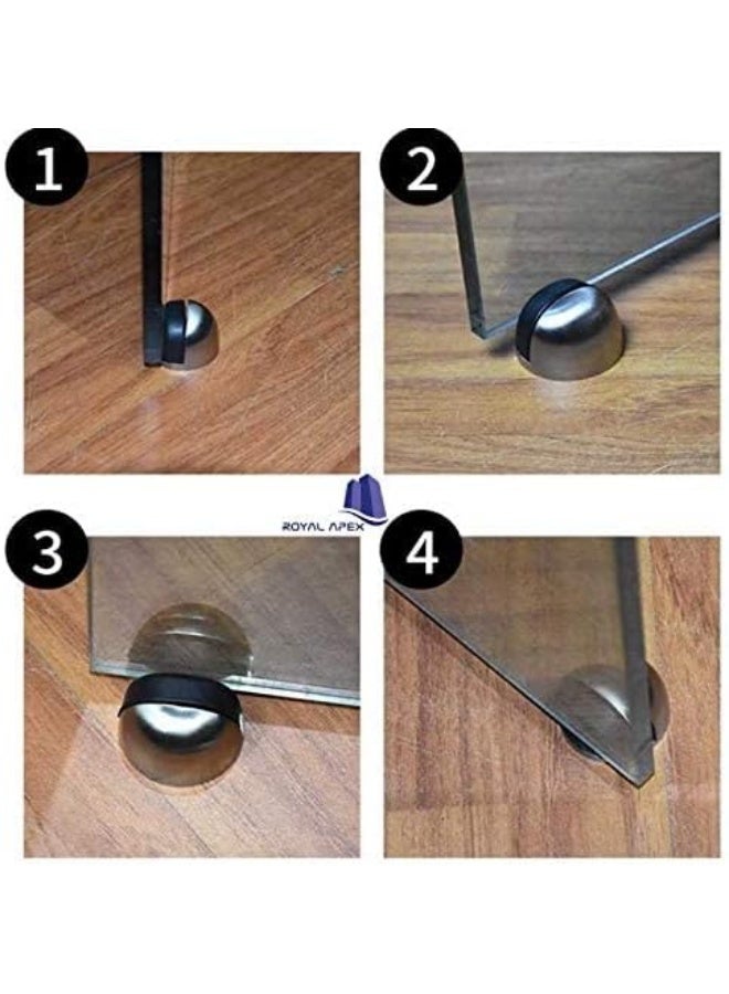 Royal Apex Stainless Steel Half Round Door Stopper With Rubber Bumper Door Retainer Pack Of 1  - Image 2