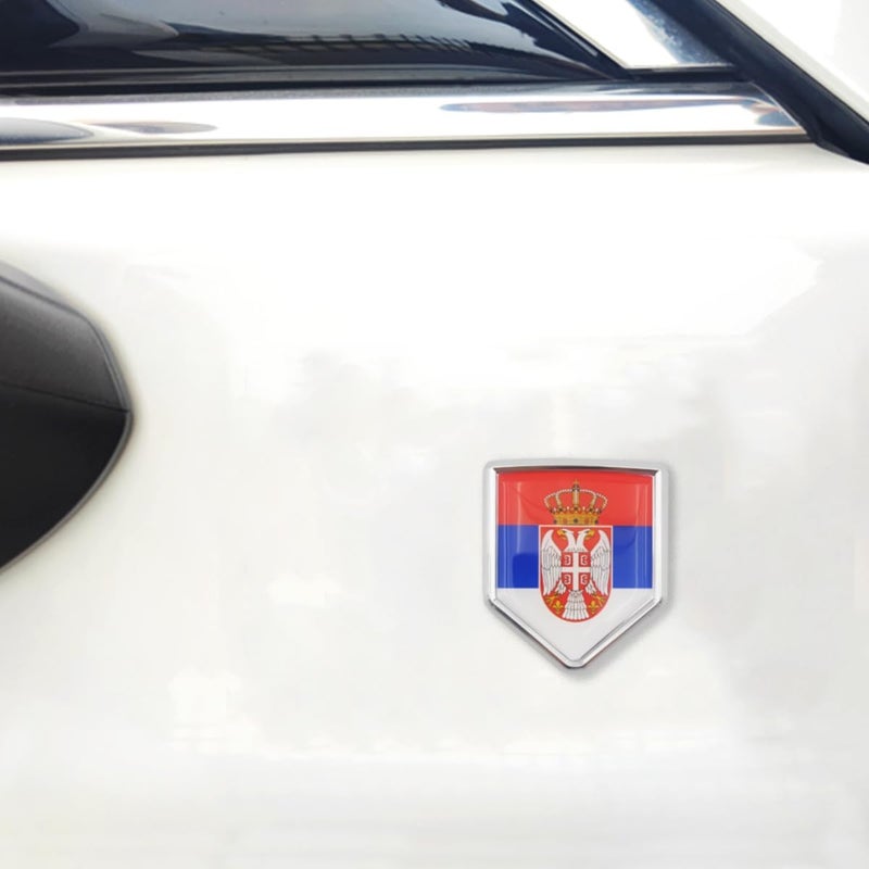 Overdecor Serbia Flag Decal Stickers Car Emblem Serbian Car Accessories Decorations Chrome Shield Flag Sticker Decals for Cars Truck Vehicles, 2 Pack - Image 4