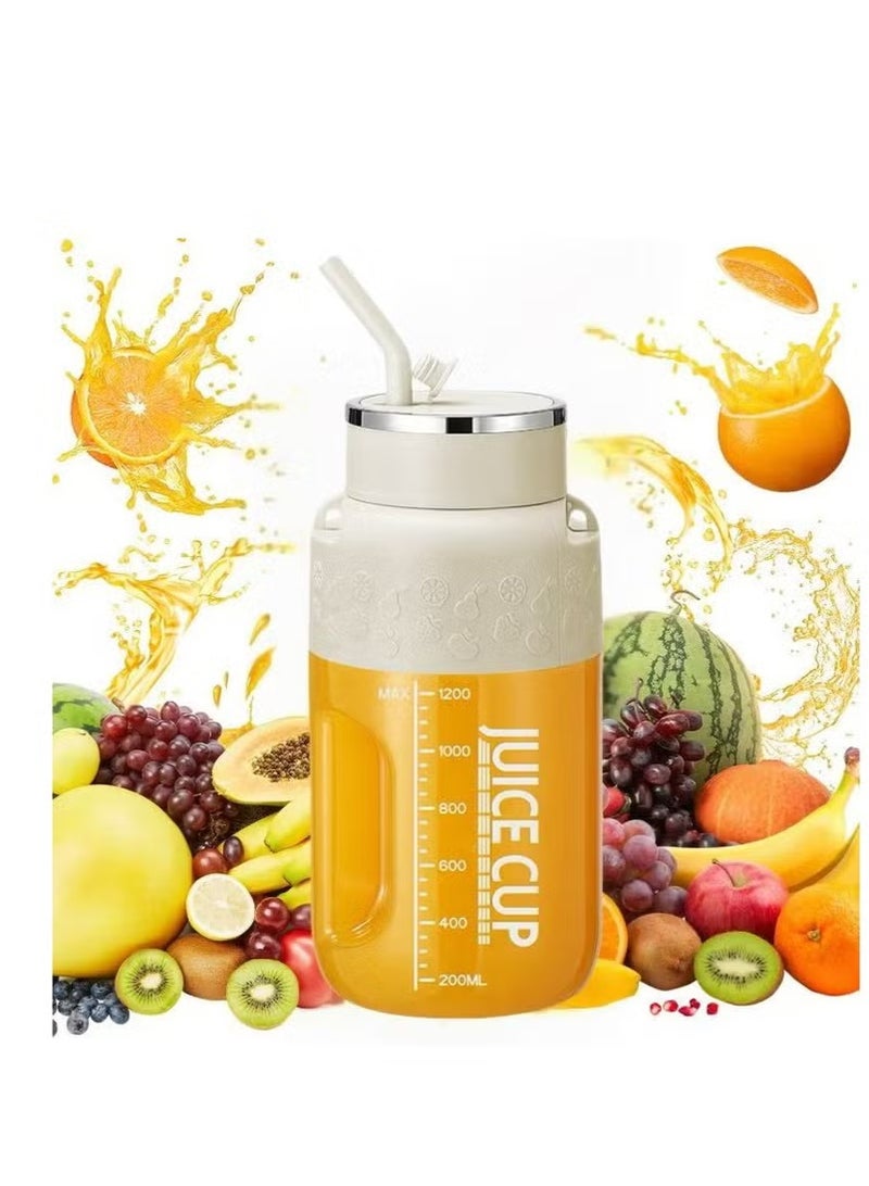 JUICE CUP Portable Blender Cup and Travel Lid, Personal Blender, Mini Blender Juicer Cup with USB Charging, 1200ml Makes Smoothies and Shakes Creamy, Fruit Juicer for Kitchen, Travel  - Image 1