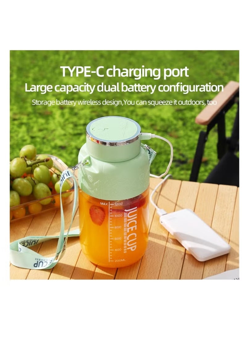 JUICE CUP Portable Blender Cup and Travel Lid, Personal Blender, Mini Blender Juicer Cup with USB Charging, 1200ml Makes Smoothies and Shakes Creamy, Fruit Juicer for Kitchen, Travel  - Image 3
