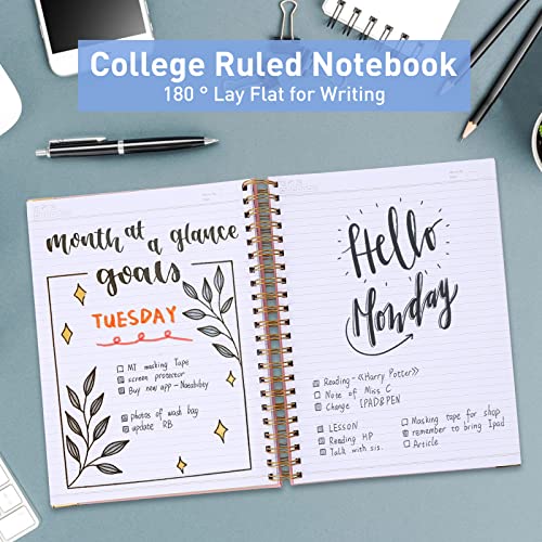 Amanple Spiral Notebook, College Ruled Notebook, 8.5" x 11", 300 Pages Hardcover Leather Notebook Journal for Women Men, A4 Large Lined Journal Notebooks for Work School, 24pcs Index Tabs, Thick, Light Blue - Image 4