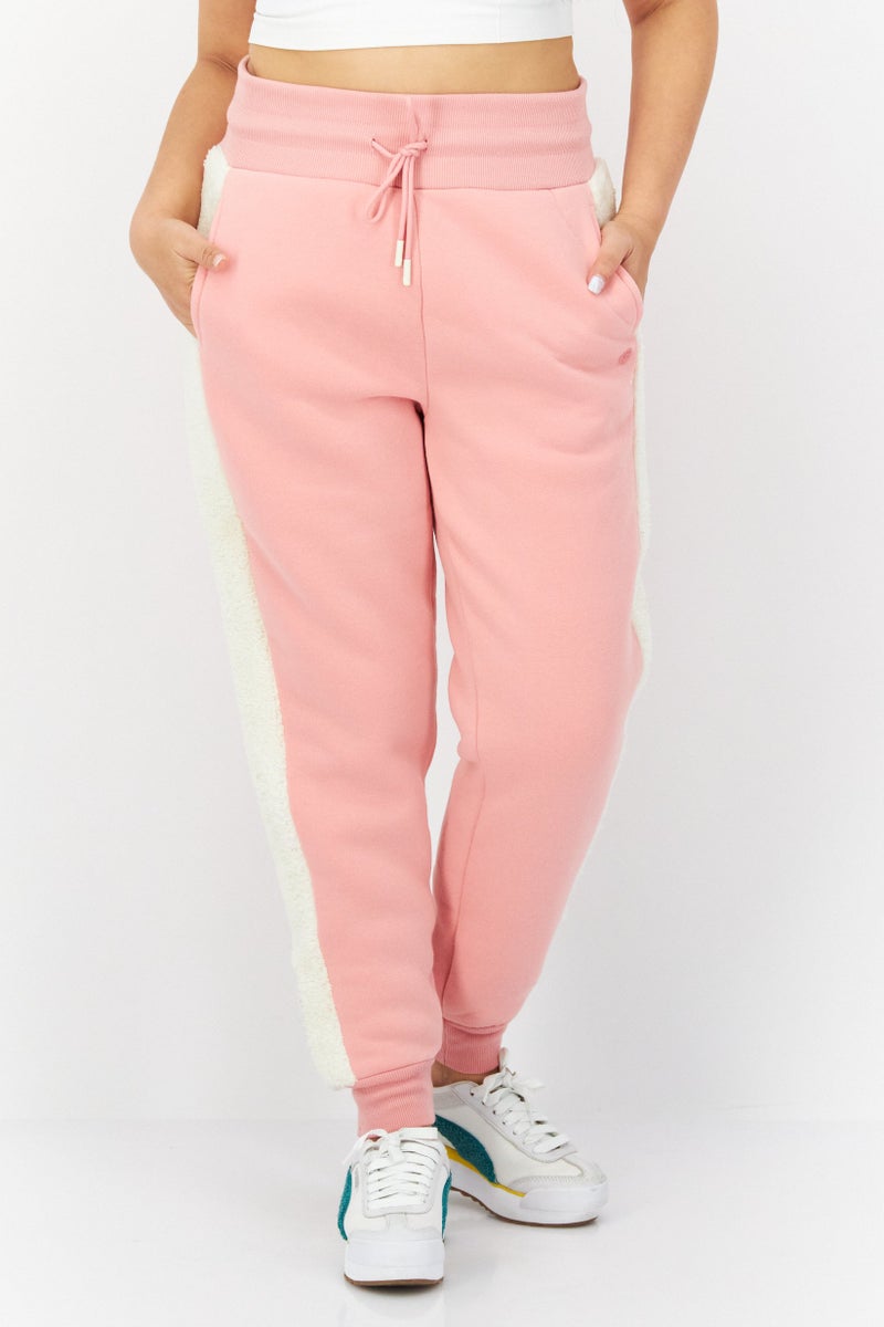 Bearpaw سروال رياضي نسائي من الفليس المنقوش، وردي - Image 1