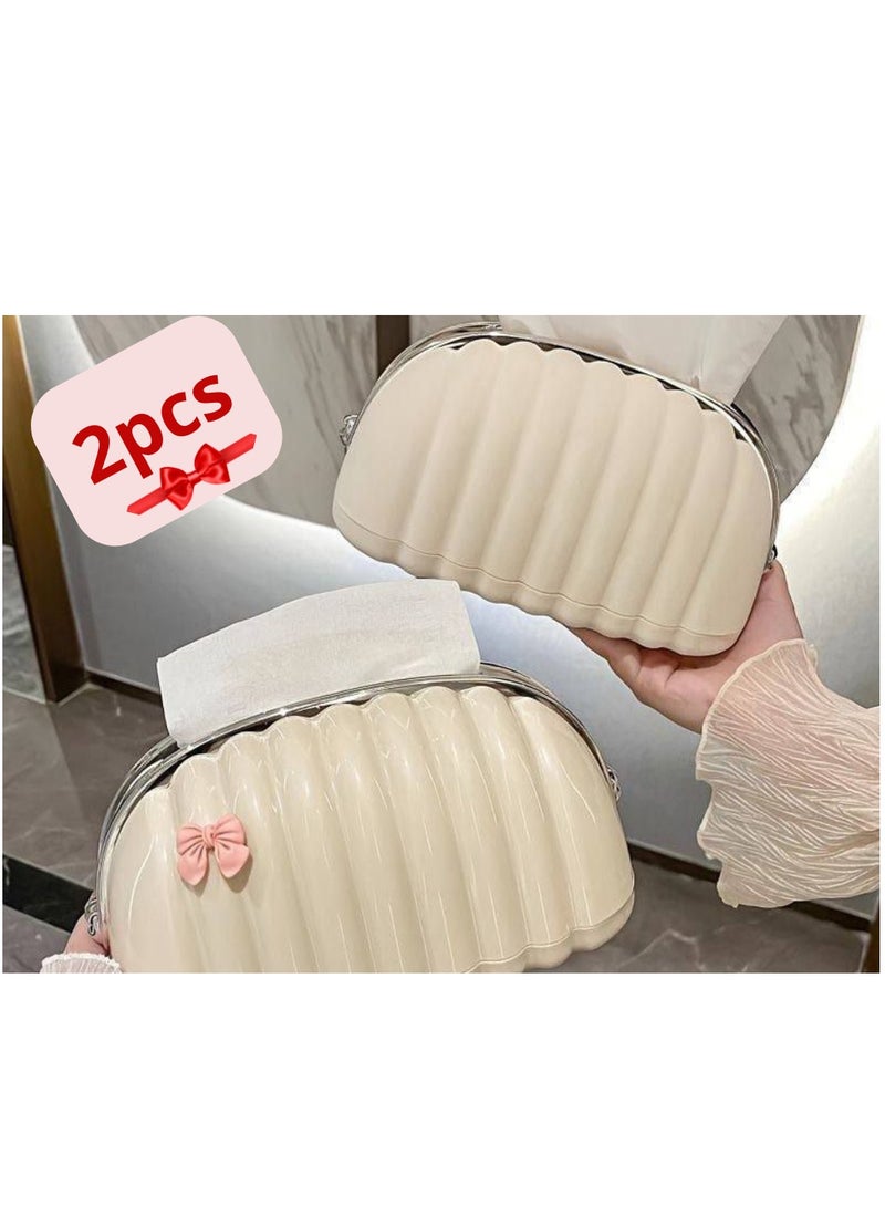 2PCS- Chic Tissue Bo Bow Decorative Handbag with Zipper for Easy Use and Storage of Napkins.  - Image 1