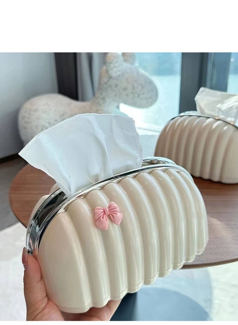 2PCS- Chic Tissue Bo Bow Decorative Handbag with Zipper for Easy Use and Storage of Napkins.  - Image 4