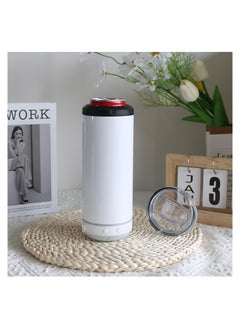 SYOSI Sublimation Skinny Can Cooler Sublimation Can Cooler with Speaker 4 in 1 16oz Straight Music Can Cooler Insulated Speaker Cup Can Cooler with Detachable Led Light for Summer Beach Party  - Image 5