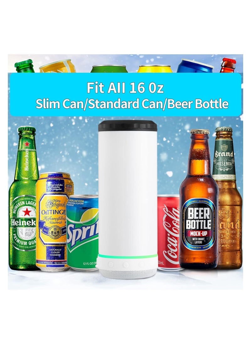 SYOSI - Sublimation Skinny Can Cooler Sublimation Can Cooler with Speaker 4 in 1 16oz Straight Music Can Cooler Insulated Speaker Cup Can Cooler with Detachable Led Light for Summer Beach Party - Image 1