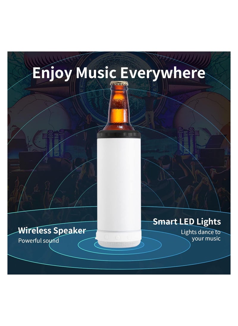 SYOSI - Sublimation Skinny Can Cooler Sublimation Can Cooler with Speaker 4 in 1 16oz Straight Music Can Cooler Insulated Speaker Cup Can Cooler with Detachable Led Light for Summer Beach Party - Image 1