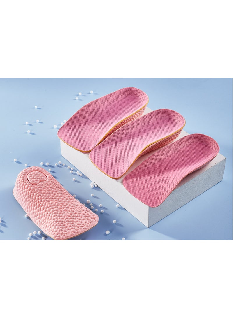 زوج واحد من النعال الداخلية لزيادة ارتفاع الكعب، بطانات كعب مخفية وناعمة لرفع الكعب 1.5/2.5/3.5 سم، نعل داخلي رياضي مسامي لامتصاص الصدمات، نصف مبطن للنساء، لون وردي. - Image 2