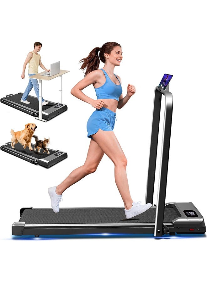 الحلم جهاز المشي القابل للطي بسعة 300 رطل مع محرك 2.5 حصان جهاز المشي المحمول تحت المكتب للاستخدام المنزلي والمكتبي جهاز المشي القابل للطي 2 في 1 مع شاشة LED وجهاز تحكم عن بعد - Image 1