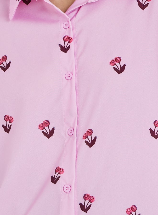Take Two Graphic Print Short Sleeve Oversized Shirt - Image 3