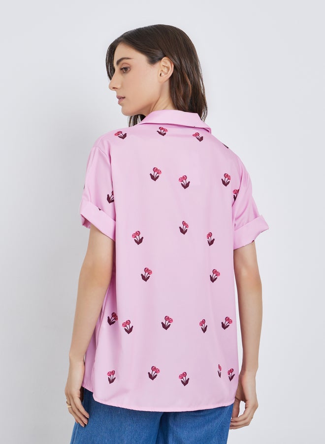 Take Two Graphic Print Short Sleeve Oversized Shirt - Image 4