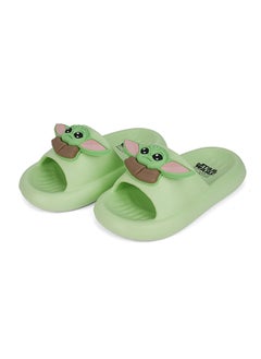 UrbanHaul UrbanHaul Boys Starwars Grogu Print Slip on Sliders For Kids Suitable for Daily Use :- Green  - Image 1