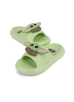 UrbanHaul UrbanHaul Boys Starwars Grogu Print Slip on Sliders For Kids Suitable for Daily Use :- Green  - Image 2