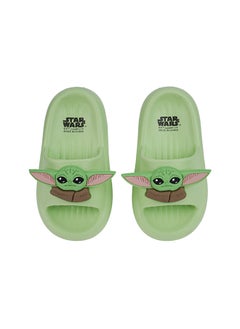 UrbanHaul UrbanHaul Boys Starwars Grogu Print Slip on Sliders For Kids Suitable for Daily Use :- Green  - Image 3