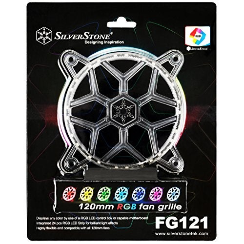 SilverStone Technology 120mm RGB LED Fan Guard / Grill for ASUS AURA SYNC / MSI Mystic Light Sync / ASROCK AURA RGB / BIOSTAR RACING and Others FG121 - Image 1