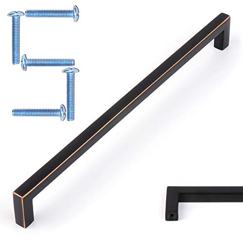 KOOFIZO Solid Square Bar Cabinet Handle - Oil Rubbed Bronze Furniture Pull, 7.6 Inch/192mm Screwhole Distance, Pack of 5 for Kitchen Cupboard Door, Bedroom Dresser Drawer, Bathroom Hardware - Image 1