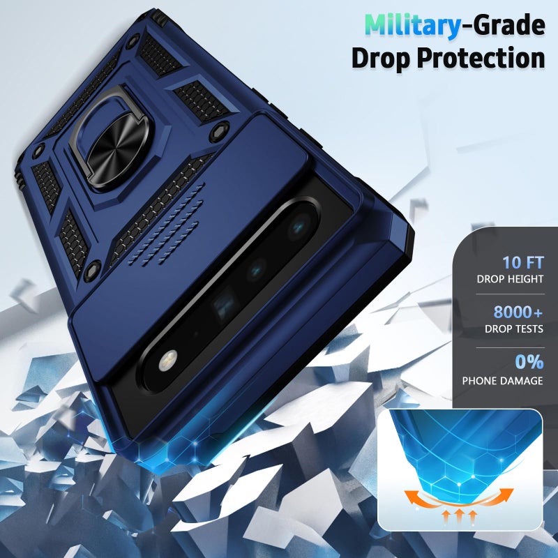 Vinve for Google Pixel 6 Pro Case with Slide Lens Cover, Military Grade Drop Protection, Magnetic Rotated Ring Holder Kickstand Protective Phone Case (Navy Blue) - Image 5
