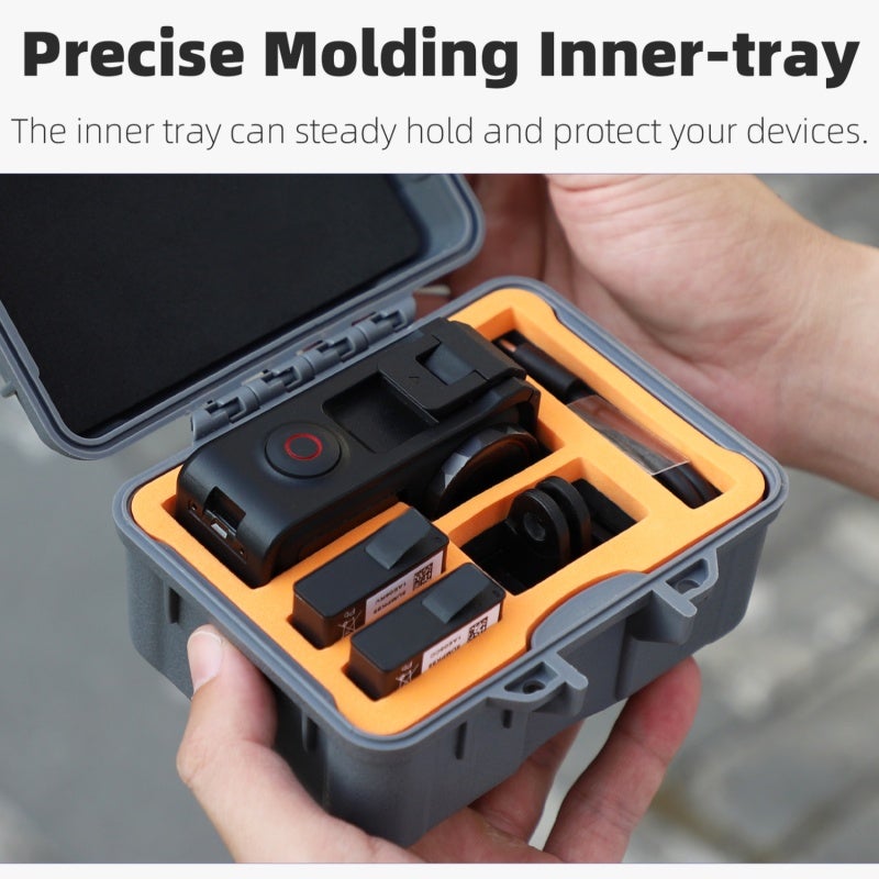 Mini Action Camera Case: Grey Hard Material Pouch - Splash-proof Impact Resistant Pressure Resistant Storage Box with Shock-absorbing Tray for OSMO ACTION 5 Pro/4/3 Camera Accessories - Image 5